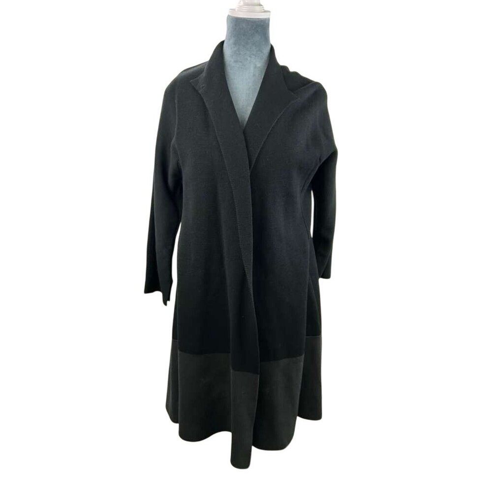Eileen Fisher Women's Size Medium Open Front Cardigan Sweater Black/Gray